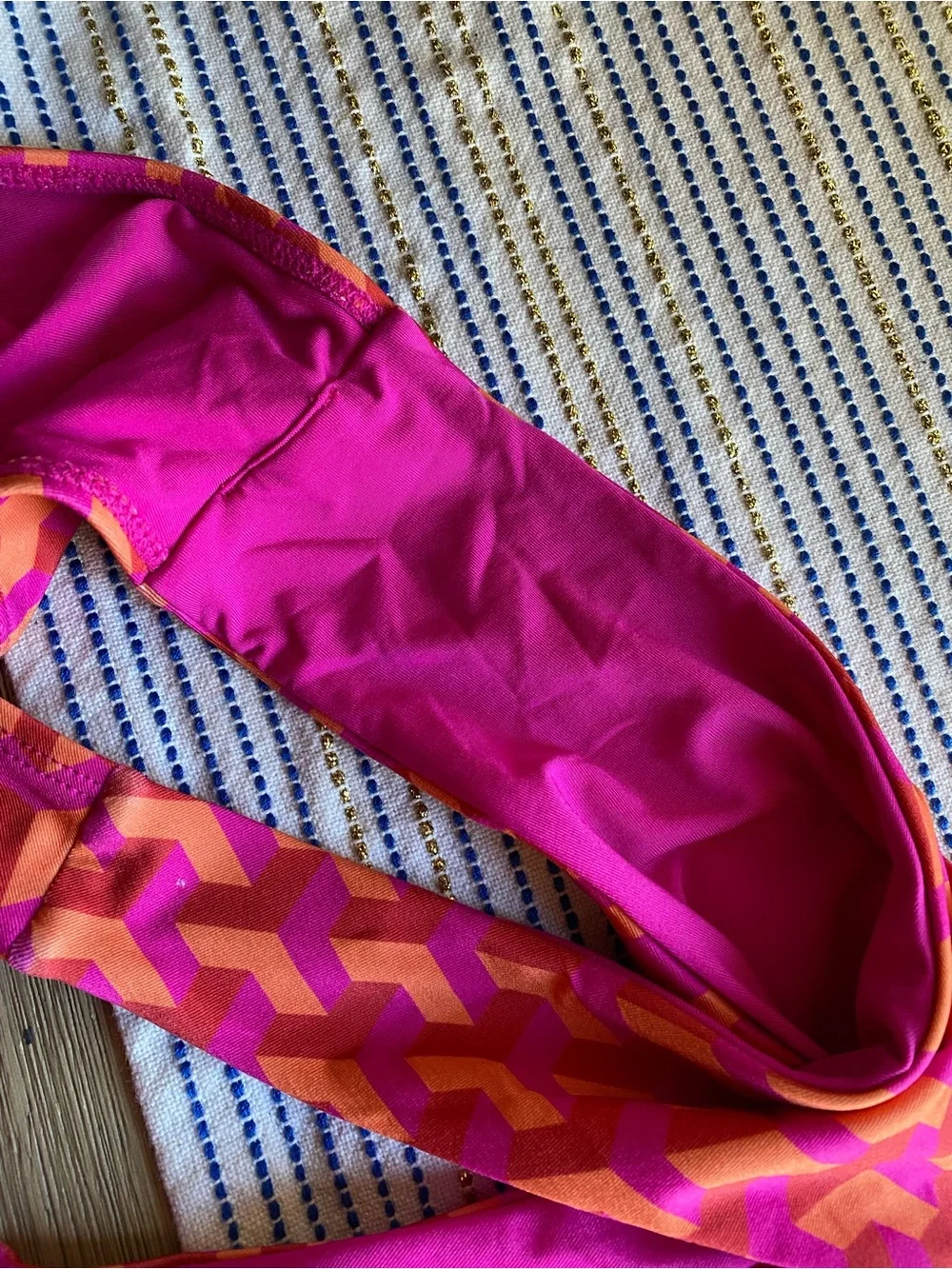 Monday Swimwear Clovelly V-Wire Balconette Bikini and Sarong 3 Pieces Pink Geo M